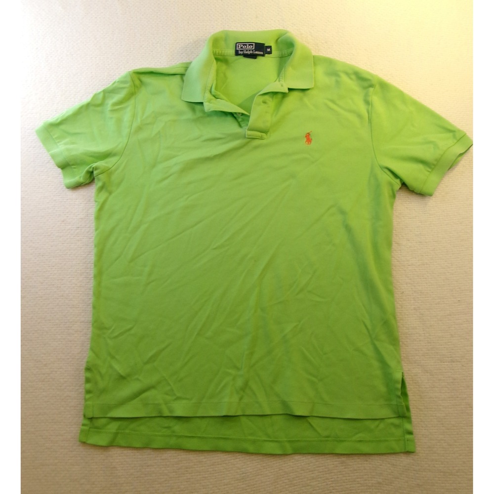 Polo Ralph Lauren Shirt Mens Medium M Lime Green Short Sleeve Cotton Pique Pony